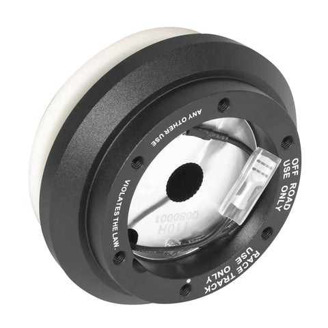 Pimp Your Ride With This Racing Style Steering Wheel Quick Release Short Hub Adapter Fits Honda Civic Del Sol Acura Integra Prelude 6 X 70mm Bolt Pattern Matte Black close-up view showing connection hardware and design details.