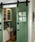 Green barn doors with Industrial Style Wrought Iron Cabinet And Barn Door Handles With Hemp Rope Pulls, retro European look