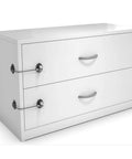 White cabinet with Kid Safe Lock For Refrigerator, Cabinet, Drawer, Freezer And Doors With Two Extra Strong Adhesives visible.