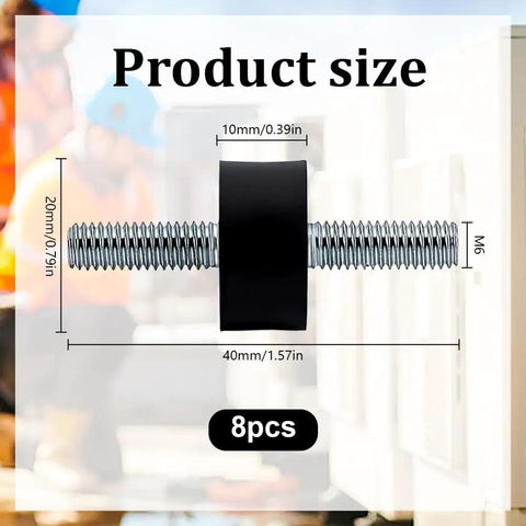 8 Pack M6 X 15Mm Rubber Anti Vibration Bobbin Mounts With Male Thread Shock Absorbing Isolators For Machinery showing product size dimensions