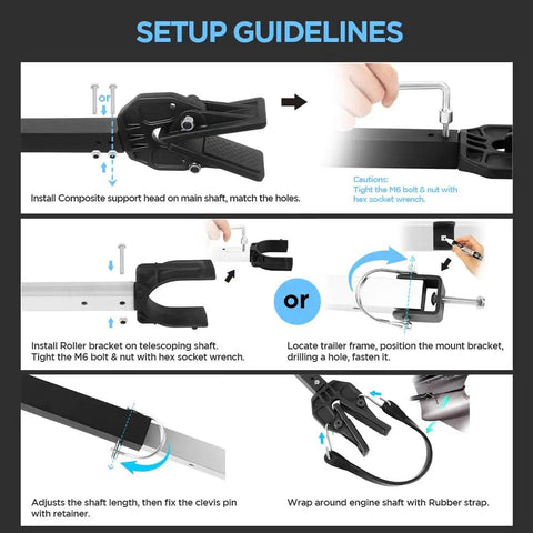 Setup guide for Transom Saver For Boats And Motors Heavy Duty Composite Head Engine Support Fits 23 To 35 Inches