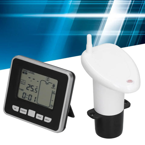 Ultrasonic Water Level Meter With Digital Display And Alarm, Smart Depth Sensor Monitor System For 0 To 15 Meters shown.