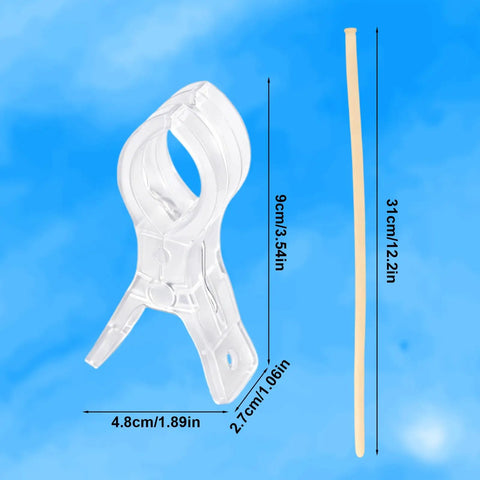 Awesome 10Pc Balloon Arch Clips With 100pcs Clear Party Balloons Heavy Duty Transparent Spring Clamps Durable Tying Ties Stand Strip Kit For Birthday Wedding Decoration Crafts DIY Bash Setup, clear clip and 31cm stick