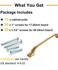Old School Brass Cabinet Pulls 3 Inch 76mm 10 Pack Classic Handles For Kitchen Cabinets Drawers Dresser Bedroom Vanity Cupboard Solid Metal Hardware With Two Screw Sizes Included with screws displayed
