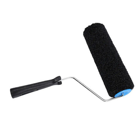 Top Shelf Nine Inch Drywall Texture Roller Cover Heavy Duty Capacity Nylon Design For Flawless Joint Compound Application Slick Wall And Ceiling Finish, black roller with handle.