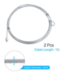 2 Pack 15.6 Ft Garage Door Cables 3 mm Diameter Torsion Spring Wire Galvanized Steel For 14 Ft Garage Doors