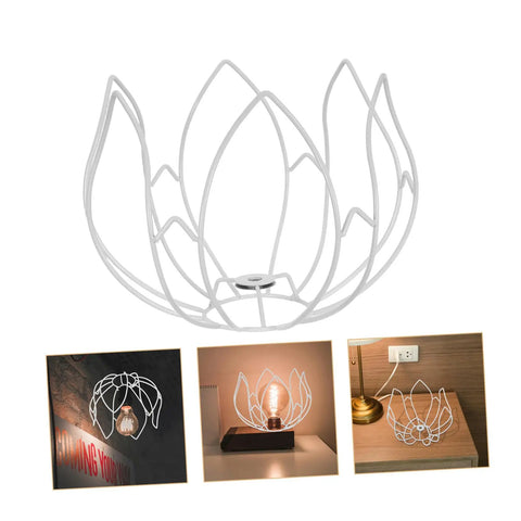 DIY Flower Wire Light Cage Frame For Pendant Lamps Built From Heavy Duty Iron, white iron design, suitable for ambient lighting.