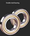 Double steel bearings with a polished finish, designed for smooth rotation and durability in various applications.