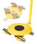 Heavy Duty Machine Mover Dolly With 360 Degree Swivel Equipment Skates, yellow steel design for easy furniture moving.