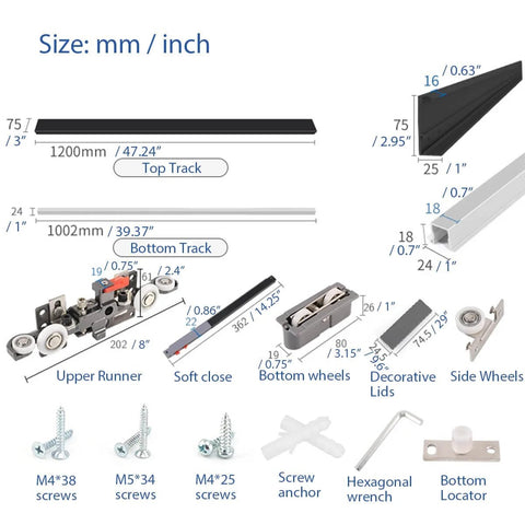 Concealed Sliding Barn Door Hardware And Track With Floating Wall Mount And Double Soft Close For Ultra Quiet Smooth Operation