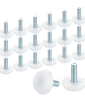 30 Piece Adjustable Furniture Feet Set With M6 Thread Levelers Galvanized Iron Screw On Sturdy Feet With Non Slip Base For Tables Chairs And Furniture Legs White Finish, showing 18 pieces in close view