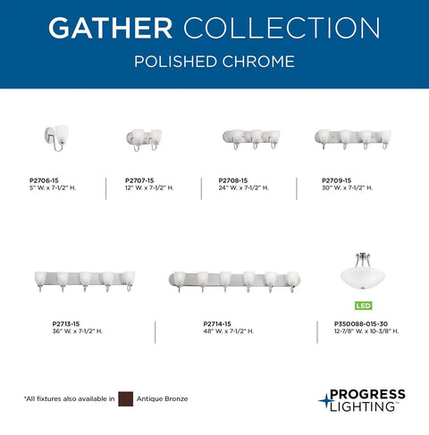 Gather Collection 3 Light Bath Vanity Light With Etched Glass Shades In Polished Chrome 24 Inch Width Traditional Yet Modern Bath Lighting