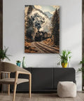 Retro Vibes Steam Train Wall Art Framed Or Unframed Canvas Poster With Classic Locomotive And Mountain Railway Scene Ready To Hang