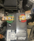 Installed Beefy Brass Top Post Battery Terminal Connectors Set For Positive And Negative, Marine Car Boat RV Ready