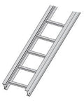 Heavy Duty Aluminum Ladder Cable Tray 18 Inch Wide 20 Feet Long 9 Inch Spacing With Perforated Rungs angled view showing frame and rungs