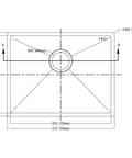 Diagram of Undermount Small Corner Radius Single Bowl Sink With Polished Satin Finish Beefy Sound Absorption