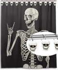 Skull Resin Art Deco Shower Curtain Hooks Set, 12 Pack, Rust Resistant gliding rings with skeleton design for bathroom decor