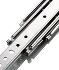 Heavy Duty Full Extension Side Mounted Ball Bearing Drawer Slides With Quick Release Latch close-up showing steel track design.