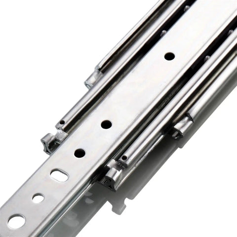 Heavy Duty Full Extension Side Mounted Ball Bearing Drawer Slides With Quick Release Latch close-up showing steel track design.