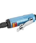Rugged Lightweight Pneumatic Die Grinder Powering Through Heavy Duty Metal Cutting And Fast Automotive Fixups With Smooth High Speed Operation And Comfort Grip For Daily Shop Workloads showing a blue die grinder with soft grip and air hookup.