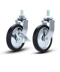 4 Pack 3 Inch Lead Screw Chrome Plated Braked Dining Wheel PP Caster Trolley Silent Furniture Stem Casters Universal Heavy Duty