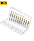 Ten Piece TiN Coated Solid Carbide End Mill Set For PCB Engraving And CNC Router Bits, Pro Grade, 0.6mm Cutting Diameter, 4.5mm Length