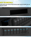 8 Gang Rocker Switch Panel Waterproof 12V Blue LED Light Bar Switch Panel With Prewired Three Pin On Off close-up view