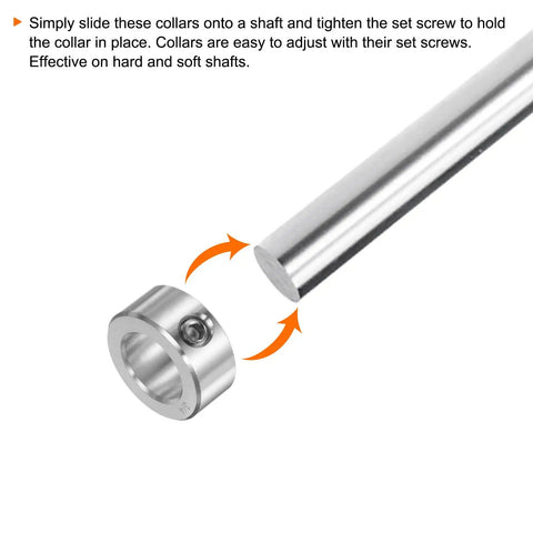 Beefy Heavy Duty Shaft Collar With 3/4 Inch Bore, 1-1/4 Inch OD, 9/16 Inch Width, 304 Stainless Steel Set Screw Ring For Wheelbarrow Axles, Gearboxes, And Machine Tools, Durable Spacer And Positioning Collar on steel shaft