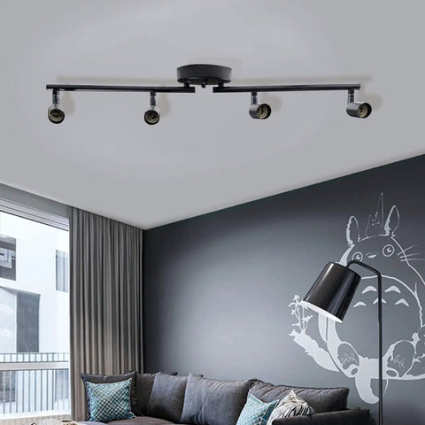 Four Head Foldable Track Lighting Kit With GU10 Sockets Adjustable Ceiling Spot Lights For Kitchen Hallway Bedroom