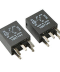 Pack Of Two Hefty Twelve Volt Five Pin Auto Fuel Pump Relays Straight Plug Setup Built Tough for vehicle fuel systems.