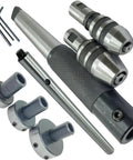 Precision Lathe Tailstock Tap And Die Holder Set With MT3 Sliding Floating Design For Perfect Threading, Holds 13/16 Inch, 1 Inch And 1-1/2 Inch Button Dies In 8 Piece Kit Made Right For Heavy Duty Work