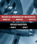 Distributor Cap and Rotor Kit For Mercruiser and Volvo Penta V8 Engines 5.0 5.7 6.2 Flat Top Cap Brass Contacts Replaces Legacy Labels