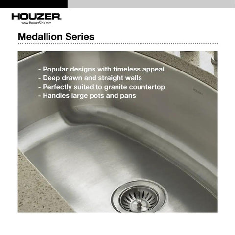 Medallion Designer Stainless Steel 18 Gauge Kitchen Sink, 32 Inch Undermount Double Small Bowl With Strainer And Colander