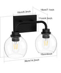 Industrial Style Bathroom Vanity Lighting Fixtures Four Light Matte Black Finish With Clear Globe Glass Farmhouse Bath Light