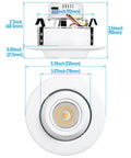 Dimensions of 4 Inch LED Gimbal Retrofit Recessed Lighting Kit, Dimmable, 5 CCT Selectable 2700K To 5000K, 9W, CRI90 Eyeball Can Light, Adjustable Ceiling Spotlight, ETL Listed, Pack Of 4