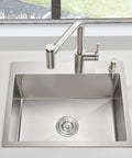 20 Inch Drop-In Kitchen Sink, Heavy Duty Stainless Steel T304, Single Bowl, 9 Inch Deep, Topmount Overmount Bar Sink