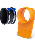 Power Inc 4 Inch Integrated Blast Gate With Dust Control Flex Cuff Anti Gap Tapered ABS Plastic Fitting For Dust Collection Systems, coupler and clamps