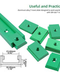 Beefy 10 Pack T Track Nuts M6 And M8 T Slot Sliders For 30mm Aluminum Extrusion Profiles, green anodized aluminum, precision jig hardware.
