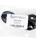 Bertech ESD grounding cord, black, 15 ft, with 10mm snap connectors, in clear bag.
