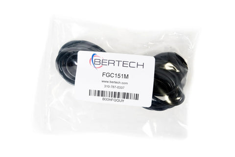 Bertech ESD grounding cord, black, 15 ft, with 10mm snap connectors, in clear bag.