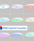 Waterproof LED Flush Mount Ceiling Light With Bluetooth Speaker IP44 11 Inch 18W Dimmable RGB Color Changing Lamp Remote Control