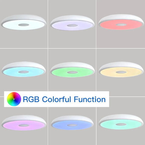 Waterproof LED Flush Mount Ceiling Light With Bluetooth Speaker IP44 11 Inch 18W Dimmable RGB Color Changing Lamp Remote Control