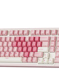 Top Shelf Wireless Mechanical Keyboard With Smart Screen And Rotary Knob, pink keys, compact 96 percent layout for gaming.