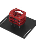 Premium Custom DIY Router Table Featuring Manual Lifting System And Hella Sturdy Stainless Steel Base Plate For Knockout Woodworking Precision, red adjustment mount on black plate.