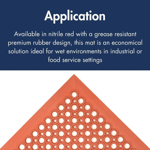Lightweight Restaurant Rubber Floor Mat With Drainage Holes And Beveled Edges For Slip Resistant, Anti Fatigue Comfort