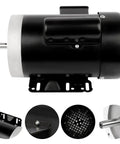 One HP Electric Motor 1750 RPM General Purpose Single Phase 56C Frame TEFC IP55 Garage Ready Dual Voltage 115 230V 13.6A 6.8A CW CCW