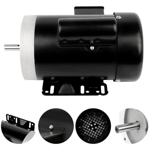 One HP Electric Motor 1750 RPM General Purpose Single Phase 56C Frame TEFC IP55 Garage Ready Dual Voltage 115 230V 13.6A 6.8A CW CCW