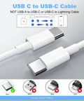 USB-C to USB-C charging cable, 2-pack, 10 ft, white, double-ended Type-C cable