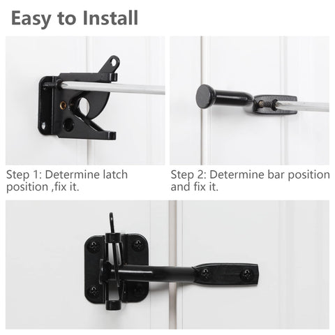 Heavy Duty Gate Latch For Wooden Fence Gates Self Locking With Gravity Closure Outdoor Wood Door Hardware Kit installation guide