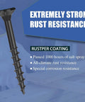 Black Deck Screws For Wood And Outdoor DIY Projects, Rust Proof And Salt Spray Ready, Epoxy Coated With T25 Torx Bit Included, Built To Stand Up To Pressure Treated Lumber Or Composite Decks, Perfect For Fences And Decks, 0.44 Lb Trial Pack, Size 8 By 1, shown close-up with rust resistance features